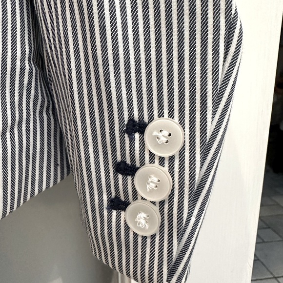 Lane Bryant Denim Blue and White Pinstripe Blazer Jacket Plus Size 16 Career - Picture 6 of 12